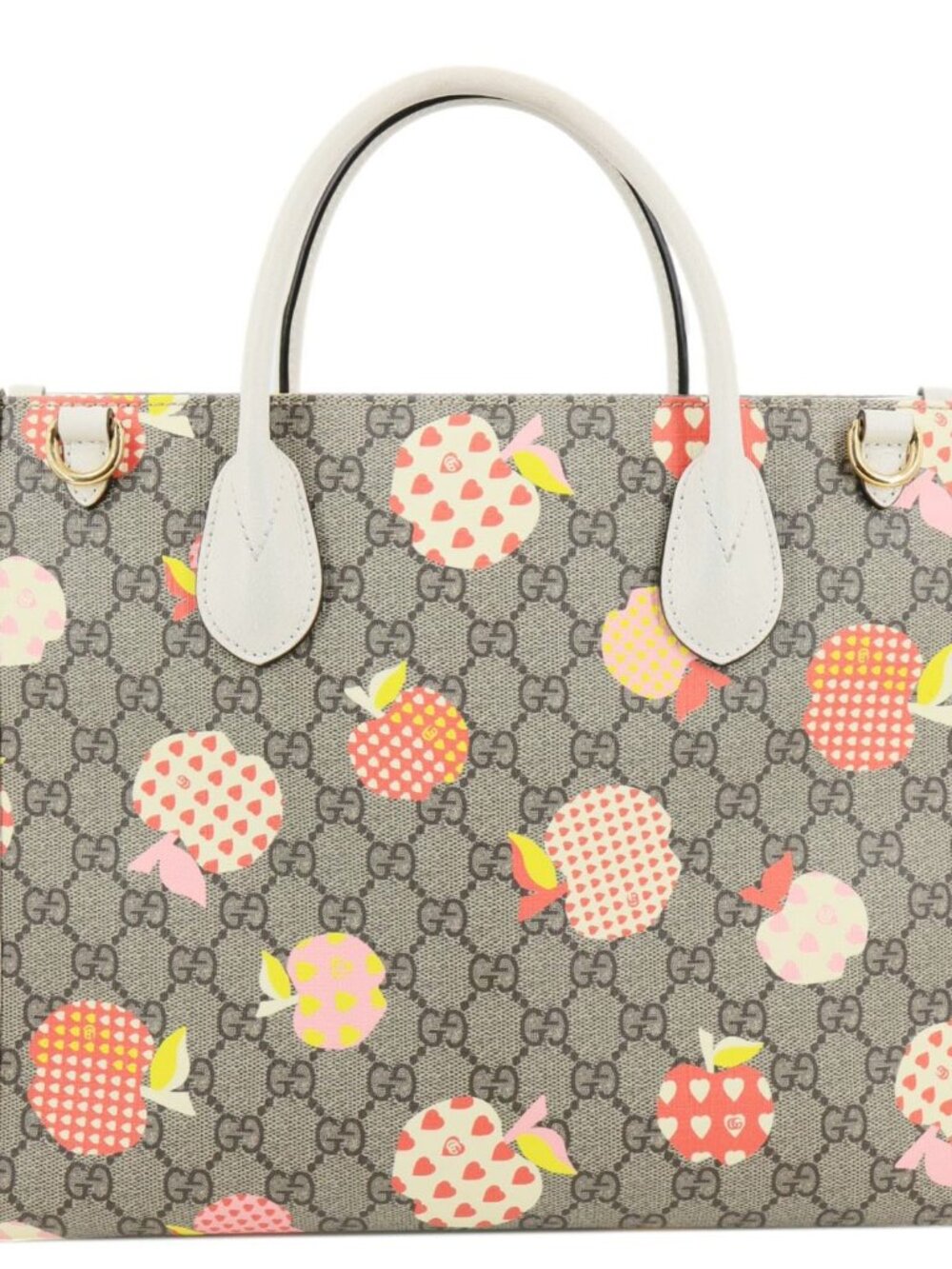 Gucci  Interlocking G Small GG Supreme Les Pommes Canvas Tote Bag Beige 659983 - Picture 4 of 13
